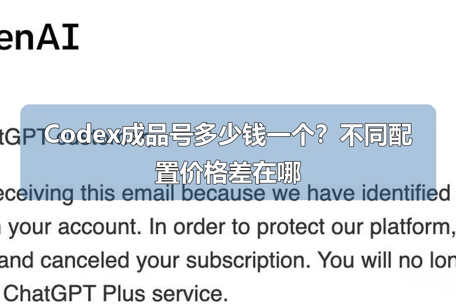 Codex成品号多少钱一个?不同配置价格差在哪